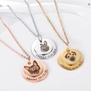 Engraved Pet Portrait Name Necklace